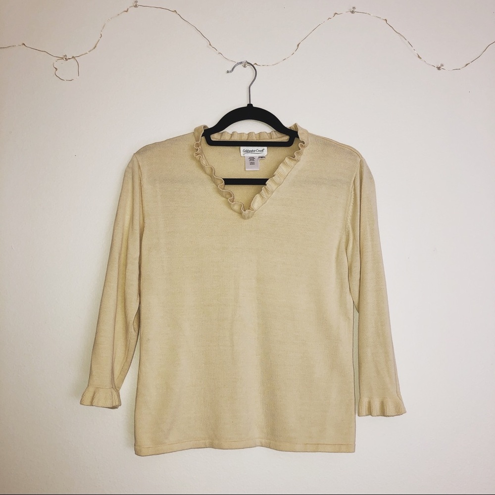 Sunshine yellow V-neck ruffled sweater